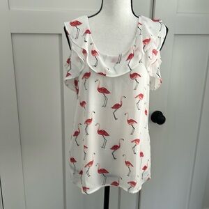 LOFT Flamingo Print Top